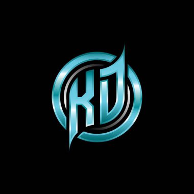 KD İlk Monogram logosu modern geometrik stil tasarımı ile oyun oynatıyor. Geometrik çember şekli yuvarlak, oyun esport için daire şekli logosu