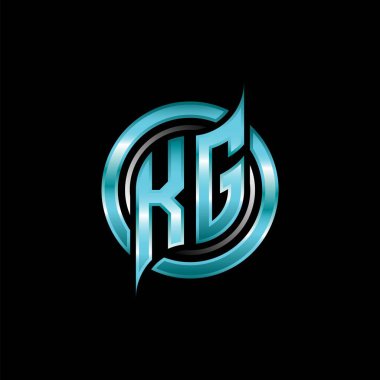 KG İlk Monogram logosu modern geometrik stil tasarımı ile oyun oynatıyor. Geometrik çember şekli yuvarlak, oyun esport için daire şekli logosu