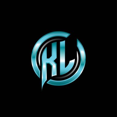 KL İlk Monogram logosu modern geometrik stil tasarımı ile oyun oynatıyor. Geometrik çember şekli yuvarlak, oyun esport için daire şekli logosu
