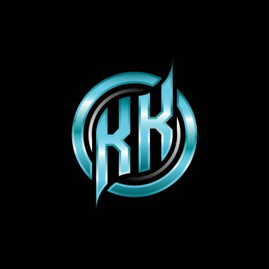 KK Başlangıç Monogram logosu modern geometrik stil tasarımı ile oyun ihraç ediyor. Geometrik çember şekli yuvarlak, oyun esport için daire şekli logosu