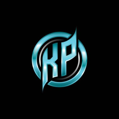 KP İlk Monogram logosu modern geometrik stil tasarımı ile oyun oynatıyor. Geometrik çember şekli yuvarlak, oyun esport için daire şekli logosu