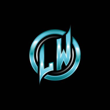LW İlk Monogram logosu modern geometrik stil tasarımı ile oyun oynatıyor. Geometrik çember şekli yuvarlak, oyun esport için daire şekli logosu