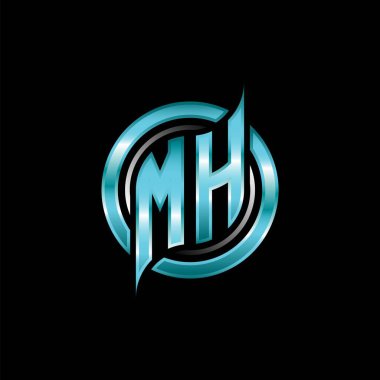 MH İlk Monogram logosu modern geometrik stil tasarımı ile oyun oynatıyor. Geometrik çember şekli yuvarlak, oyun esport için daire şekli logosu