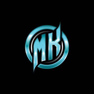 MK İlk Monogram logosu modern geometrik stil tasarımı ile oyun oynatıyor. Geometrik çember şekli yuvarlak, oyun esport için daire şekli logosu