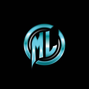 ML İlk Monogram logosu modern geometrik stil tasarımı ile oyun oynatıyor. Geometrik çember şekli yuvarlak, oyun esport için daire şekli logosu