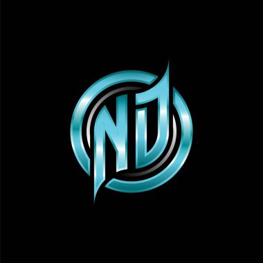 ND İlk Monogram logosu modern geometrik stil tasarımı ile oyun oynatıyor. Geometrik çember şekli yuvarlak, oyun esport için daire şekli logosu