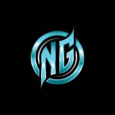 NG İlk Monogram logosu modern geometrik stil tasarımı ile oyun oynatıyor. Geometrik çember şekli yuvarlak, oyun esport için daire şekli logosu