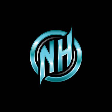 NH İlk Monogram logosu modern geometrik stil tasarımı ile oyun oynatıyor. Geometrik çember şekli yuvarlak, oyun esport için daire şekli logosu