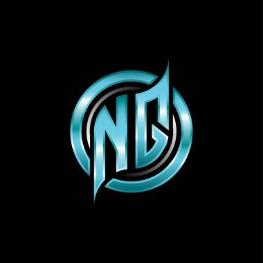 NQ İlk Monogram logosu modern geometrik stil tasarımı ile oyun oynatıyor. Geometrik çember şekli yuvarlak, oyun esport için daire şekli logosu