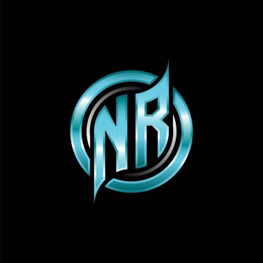 NR İlk Monogram logosu modern geometrik stil tasarımı ile oyun oynatıyor. Geometrik çember şekli yuvarlak, oyun esport için daire şekli logosu