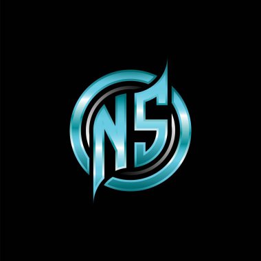 NS İlk Monogram logosu modern geometrik stil tasarımı ile oyun oynatıyor. Geometrik çember şekli yuvarlak, oyun esport için daire şekli logosu