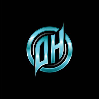 OH İlk Monogram logosu modern geometrik stil tasarımlı bir oyun. Geometrik çember şekli yuvarlak, oyun esport için daire şekli logosu