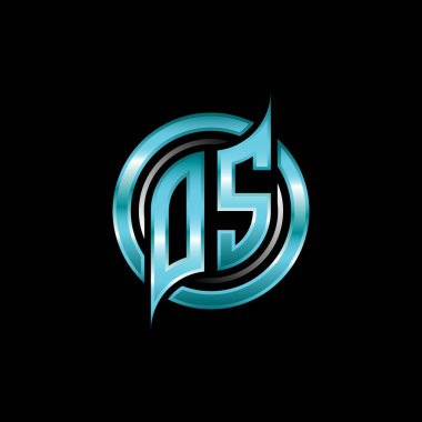 Modern geometrik stil tasarımlı OS Monogram Logosu. Geometrik çember şekli yuvarlak, oyun esport için daire şekli logosu