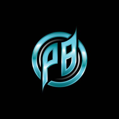PB İlk Monogram logosu modern geometrik stil tasarımı ile oyun oynatıyor. Geometrik çember şekli yuvarlak, oyun esport için daire şekli logosu