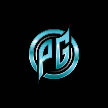 PG İlk Monogram logosu modern geometrik stil tasarımı ile oyun oynatıyor. Geometrik çember şekli yuvarlak, oyun esport için daire şekli logosu