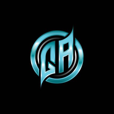 QA İlk Monogram logosu modern geometrik stil tasarımı ile oyun oynatıyor. Geometrik çember şekli yuvarlak, oyun esport için daire şekli logosu