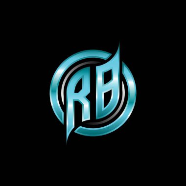 RB İlk Monogram logosu modern geometrik stil tasarımı ile oyun oynatıyor. Geometrik çember şekli yuvarlak, oyun esport için daire şekli logosu