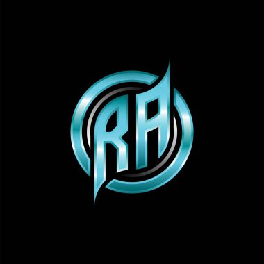 RA Baş Monogram logosu modern geometrik stil tasarımı ile oyun oynuyor. Geometrik çember şekli yuvarlak, oyun esport için daire şekli logosu