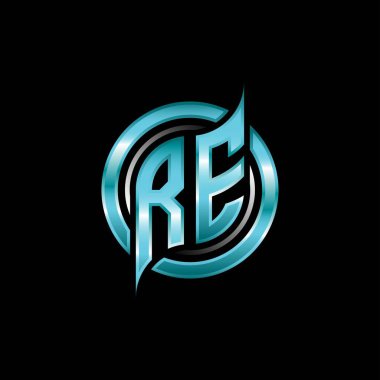 RE İlk Monogram logosu modern geometrik stil tasarımlı bir oyun. Geometrik çember şekli yuvarlak, oyun esport için daire şekli logosu