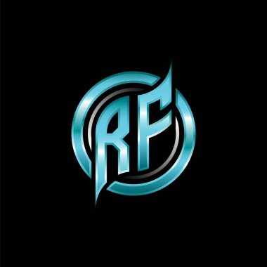 RF İlk Monogram logosu modern geometrik stil tasarımı ile oyun oynatıyor. Geometrik çember şekli yuvarlak, oyun esport için daire şekli logosu
