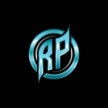 RP İlk Monogram logosu modern geometrik stil tasarımı ile oyun oynatıyor. Geometrik çember şekli yuvarlak, oyun esport için daire şekli logosu