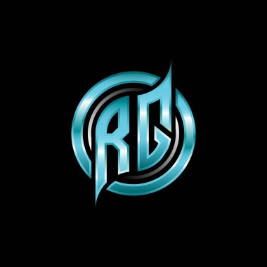 RQ İlk Monogram logosu modern geometrik stil tasarımı ile oyun oynatıyor. Geometrik çember şekli yuvarlak, oyun esport için daire şekli logosu