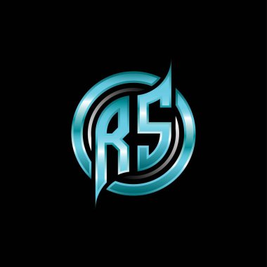 RS Baş Monogram logosu modern geometrik stil tasarımlı oyun ithal ediyor. Geometrik çember şekli yuvarlak, oyun esport için daire şekli logosu