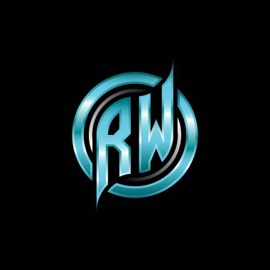 RW İlk Monogram logosu modern geometrik stil tasarımı ile oyun oynatıyor. Geometrik çember şekli yuvarlak, oyun esport için daire şekli logosu