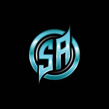 SA Baş Monogram logosu modern geometrik stil tasarımı ile oyun oynuyor. Geometrik çember şekli yuvarlak, oyun esport için daire şekli logosu