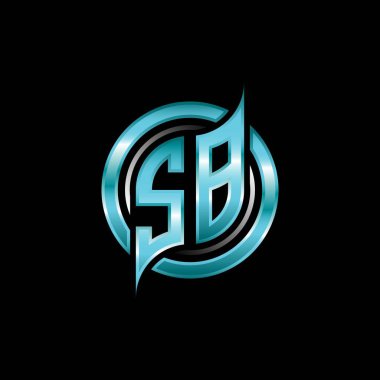 SB İlk Monogram logosu modern geometrik stil tasarımı ile oyun oynatıyor. Geometrik çember şekli yuvarlak, oyun esport için daire şekli logosu