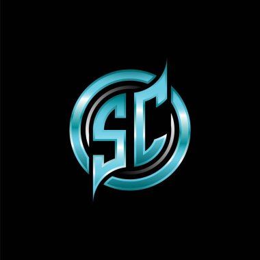 SC İlk Monogram logosu modern geometrik stil tasarımlı bir oyun. Geometrik çember şekli yuvarlak, oyun esport için daire şekli logosu