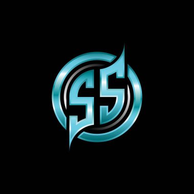 SS İlk Monogram logosu modern geometrik stil tasarımı ile oyun oynuyor. Geometrik çember şekli yuvarlak, oyun esport için daire şekli logosu