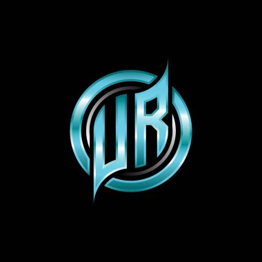 UR İlk Monogram logosu modern geometrik stil tasarımlı bir oyun. Geometrik çember şekli yuvarlak, oyun esport için daire şekli logosu