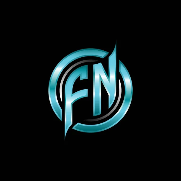 Fn最初的字母组合标志采用了现代几何风格设计的游戏 Geometric Circle Shape Rounded Circle Shape Logo Gaming Esport — 图库矢量图片