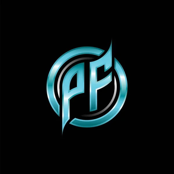 Pf最初的字母组合标志采用现代几何风格设计的游戏 Geometric Circle Shape Rounded Circle Shape Logo Gaming Esport — 图库矢量图片
