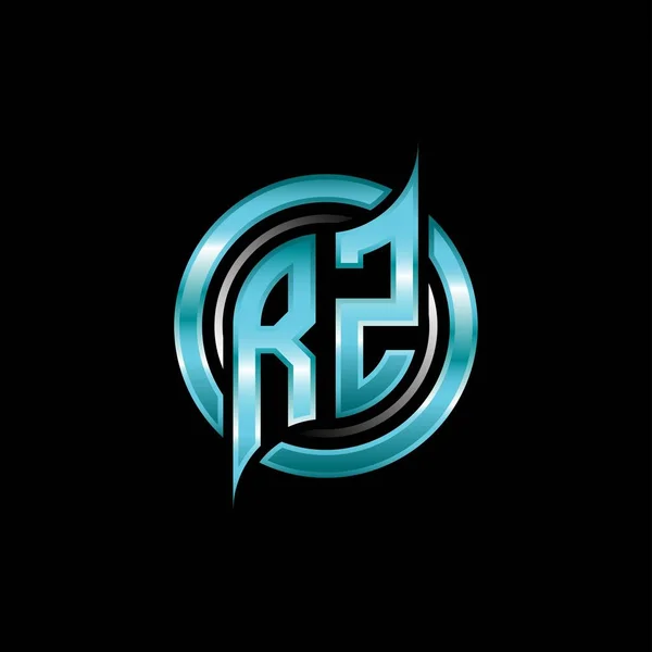 Rz初始单字标识采用现代几何风格的设计来执行游戏 Geometric Circle Shape Rounded Circle Shape Logo Gaming Esport — 图库矢量图片