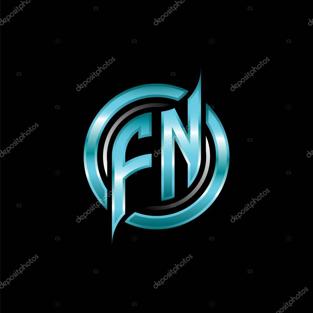FN Initial Monogram logo esports gaming with modern geometric style design. Geometric circle shape rounded, circle shape logo for gaming esport