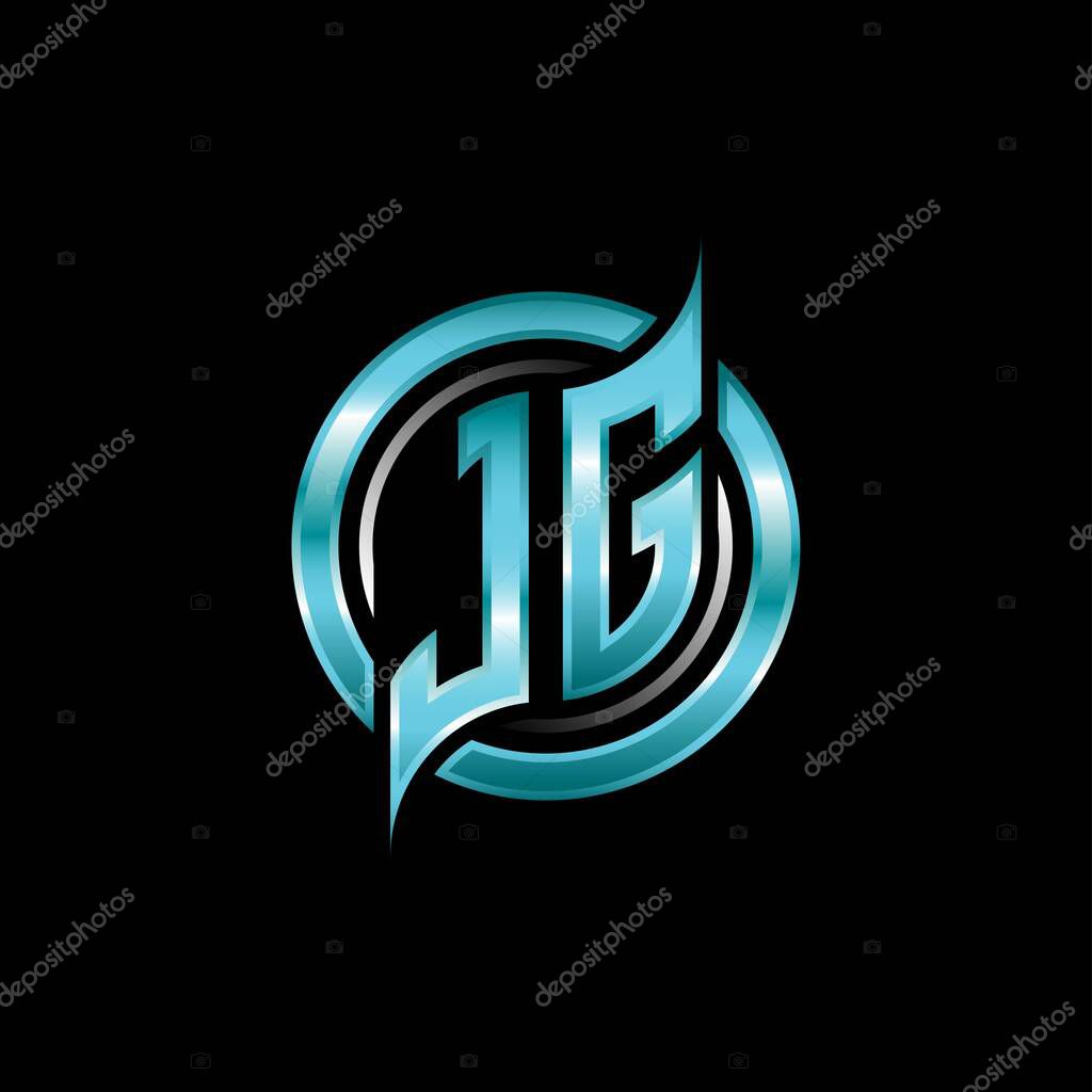 JG Initial Monogram logo esports gaming with modern geometric style design. Geometric circle shape rounded, circle shape logo for gaming esport