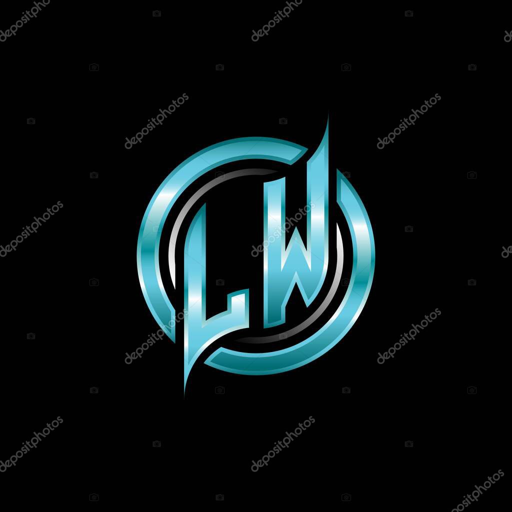 LW Initial Monogram logo esports gaming with modern geometric style design. Geometric circle shape rounded, circle shape logo for gaming esport