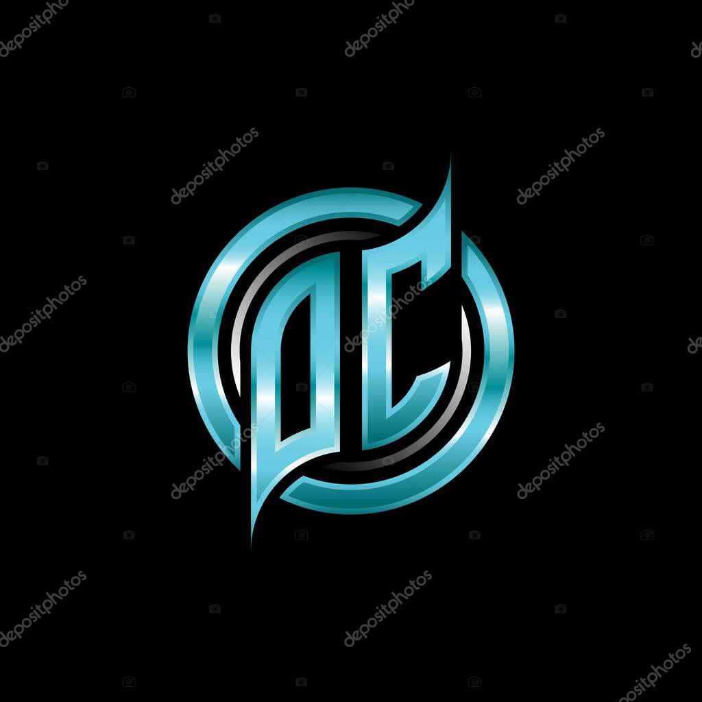 OC Initial Monogram logo esports gaming with modern geometric style design. Geometric circle shape rounded, circle shape logo for gaming esport