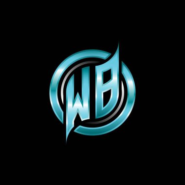 WB İlk Monogram logosu modern geometrik stil tasarımı ile oyun oynatıyor. Geometrik çember şekli yuvarlak, oyun esport için daire şekli logosu