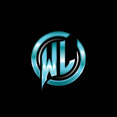 WL İlk Monogram logosu modern geometrik stil tasarımı ile oyun oynatıyor. Geometrik çember şekli yuvarlak, oyun esport için daire şekli logosu