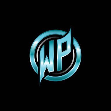 WP Monogram Logosu modern geometrik stil tasarımı ile oyun oynatıyor. Geometrik çember şekli yuvarlak, oyun esport için daire şekli logosu