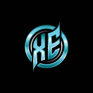 XE İlk Monogram logosu modern geometrik stil tasarımı ile oyun oynatıyor. Geometrik çember şekli yuvarlak, oyun esport için daire şekli logosu
