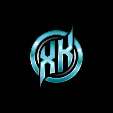 XK İlk Monogram logosu modern geometrik stil tasarımı ile oyun oynatıyor. Geometrik çember şekli yuvarlak, oyun esport için daire şekli logosu
