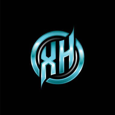 XH İlk Monogram logosu modern geometrik stil tasarımı ile oyun oynatıyor. Geometrik çember şekli yuvarlak, oyun esport için daire şekli logosu