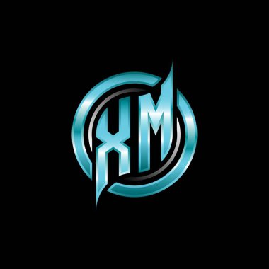 XM İlk Monogram logosu modern geometrik stil tasarımı ile oyun oynatıyor. Geometrik çember şekli yuvarlak, oyun esport için daire şekli logosu