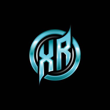 XR İlk Monogram logosu modern geometrik stil tasarımı ile oyun oynatıyor. Geometrik çember şekli yuvarlak, oyun esport için daire şekli logosu