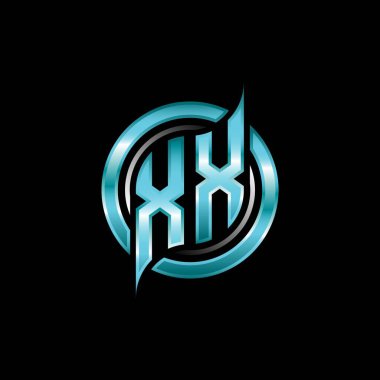 XX İlk Monogram logosu modern geometrik stil tasarımı ile oyun oynatıyor. Geometrik çember şekli yuvarlak, oyun esport için daire şekli logosu