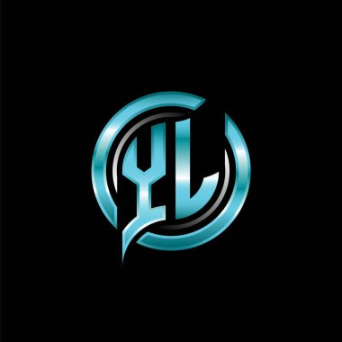 YL İlk Monogram logosu modern geometrik stil tasarımı ile oyun oynatıyor. Geometrik çember şekli yuvarlak, oyun esport için daire şekli logosu